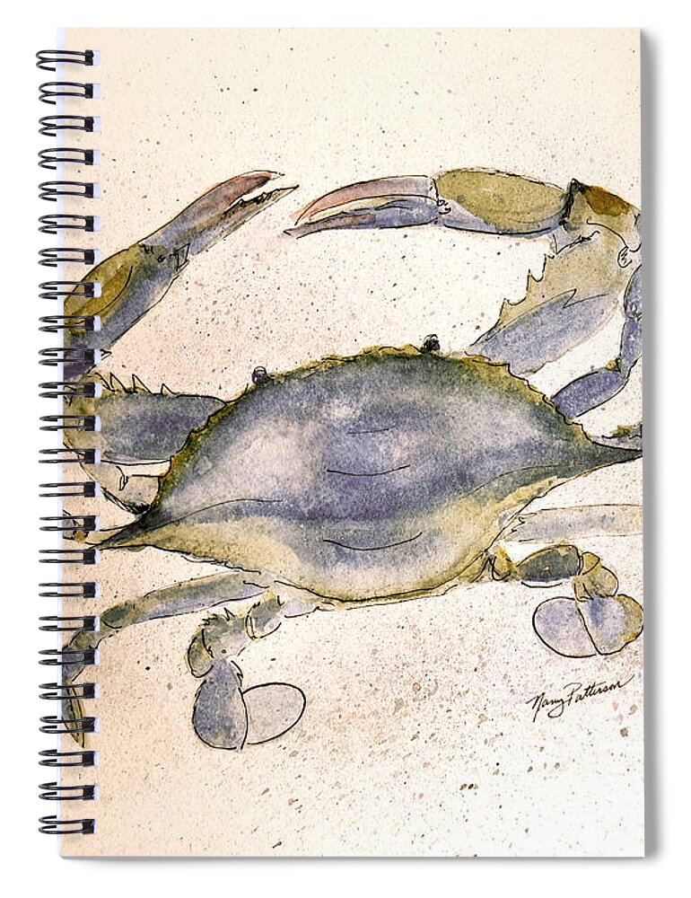 Crab Spiral Notebook featuring the painting Old Blue Crab by Nancy Patterson