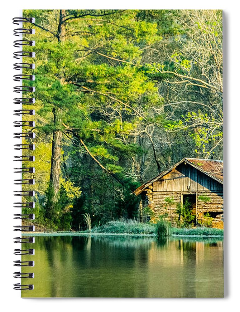 Cabin Spiral Notebook featuring the photograph Old Cabin By The Pond by Parker Cunningham