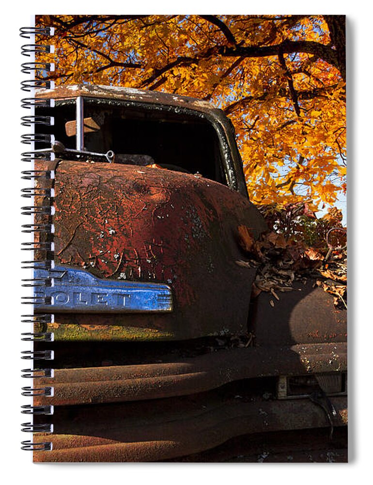 1940s Spiral Notebook featuring the photograph Old Chevy Truck by Debra and Dave Vanderlaan