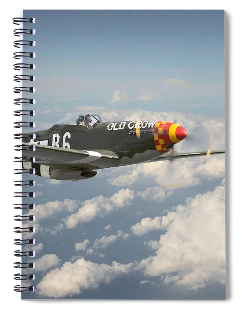 Aircraft Spiral Notebook featuring the digital art P51 Mustang - 'Old Crow' by Pat Speirs