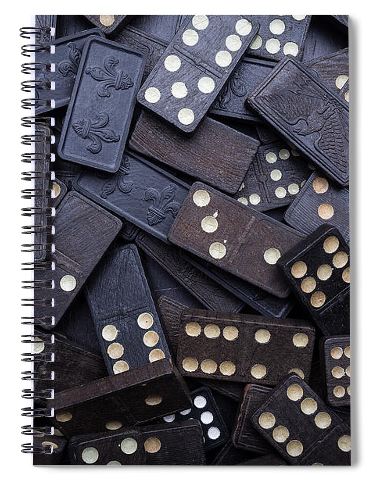 Old Spiral Notebook featuring the photograph Old Dominos piled up by Edward Fielding