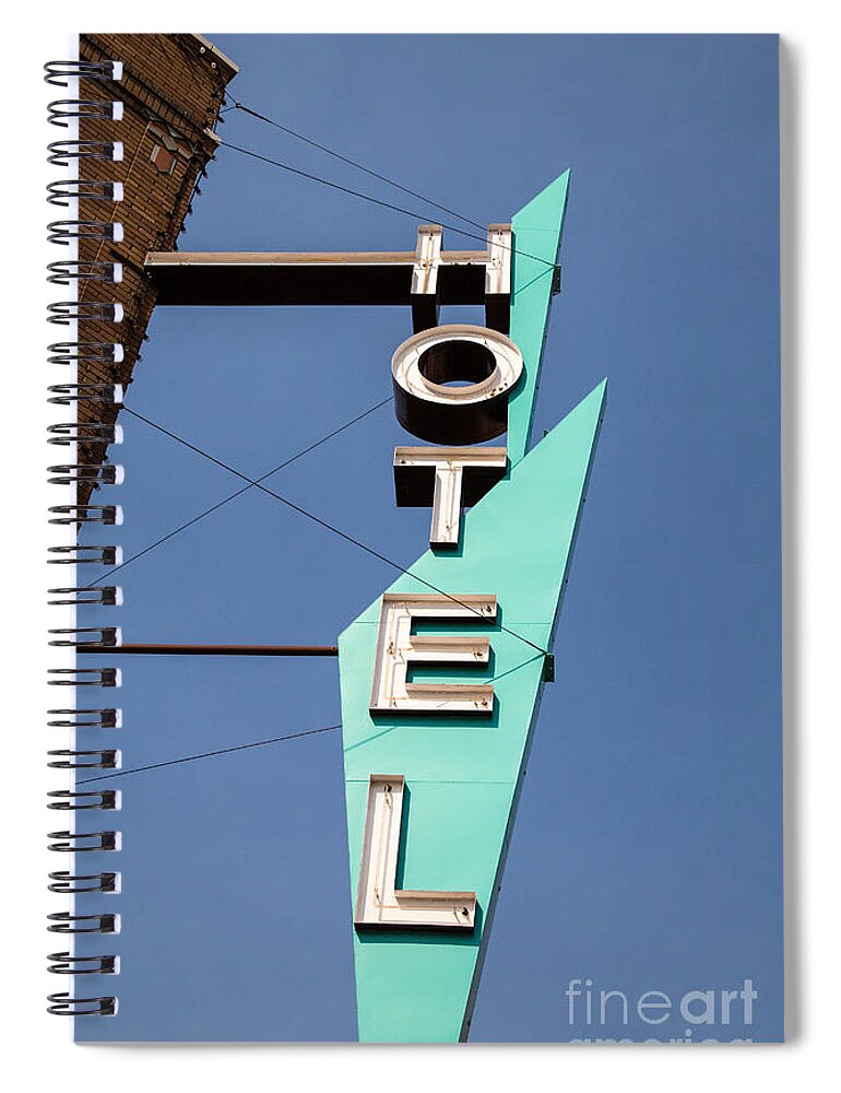 Hotel Spiral Notebook featuring the photograph Old Neon Hotel Sign by Edward Fielding