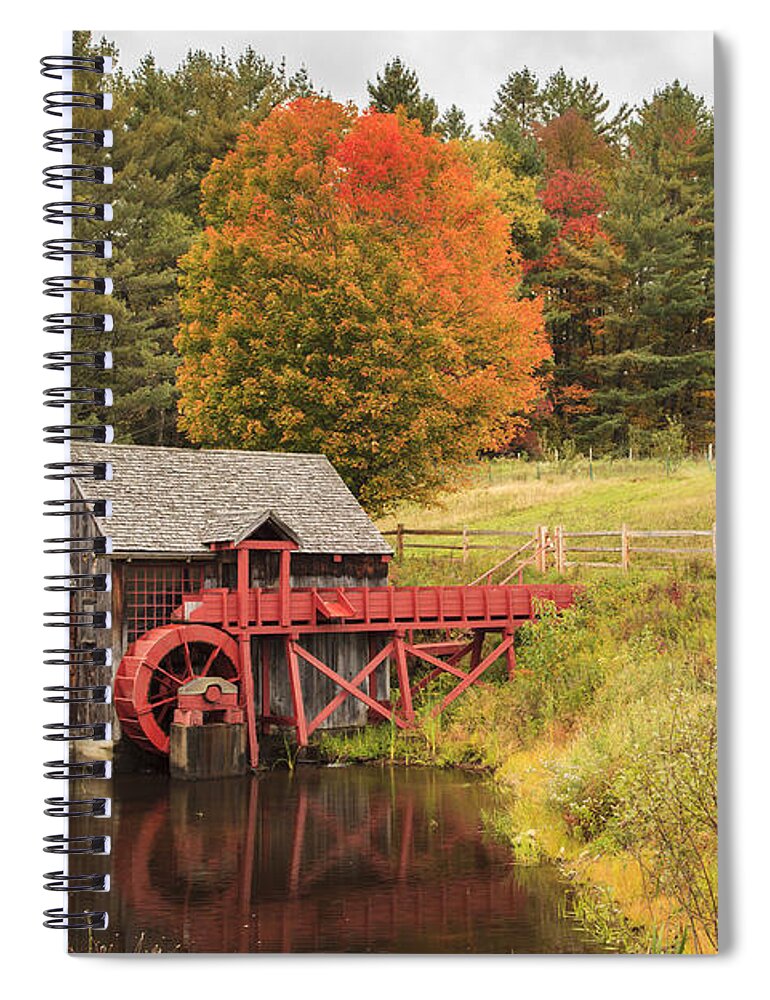 New England Spiral Notebook featuring the photograph Old New England grist mill in Autumn by Ken Brown