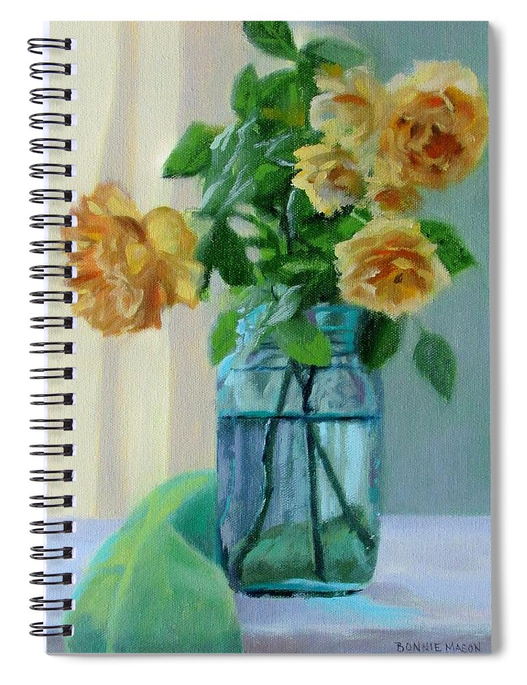 Bonnie Mason Spiral Notebook featuring the painting Old Roses by Bonnie Mason