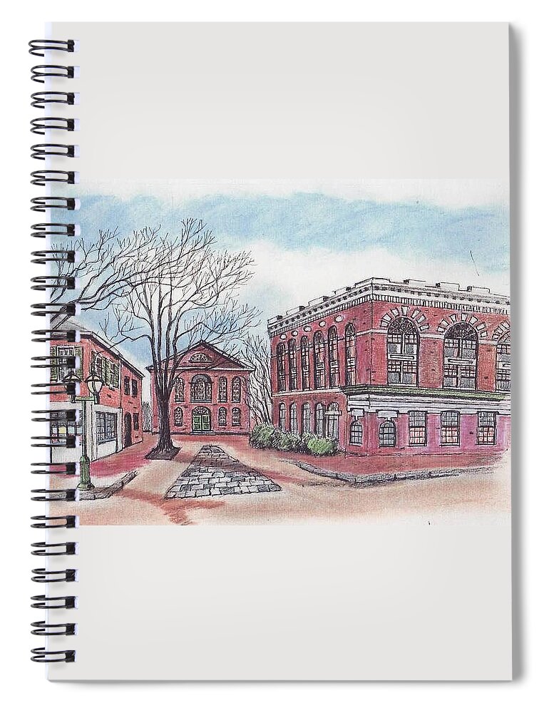  Paul Meinerth Artist Spiral Notebook featuring the drawing Old Salem City Hall by Paul Meinerth