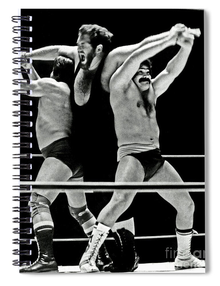 Old School Wrestling Spiral Notebook featuring the photograph Old School Wrestlers Making a Wish by Jim Fitzpatrick