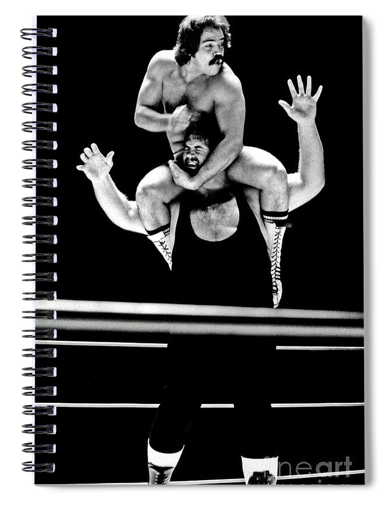 Old School Wrestling Spiral Notebook featuring the photograph Old School Wrestling Piggyback Ride by Mando Guerrero by Jim Fitzpatrick