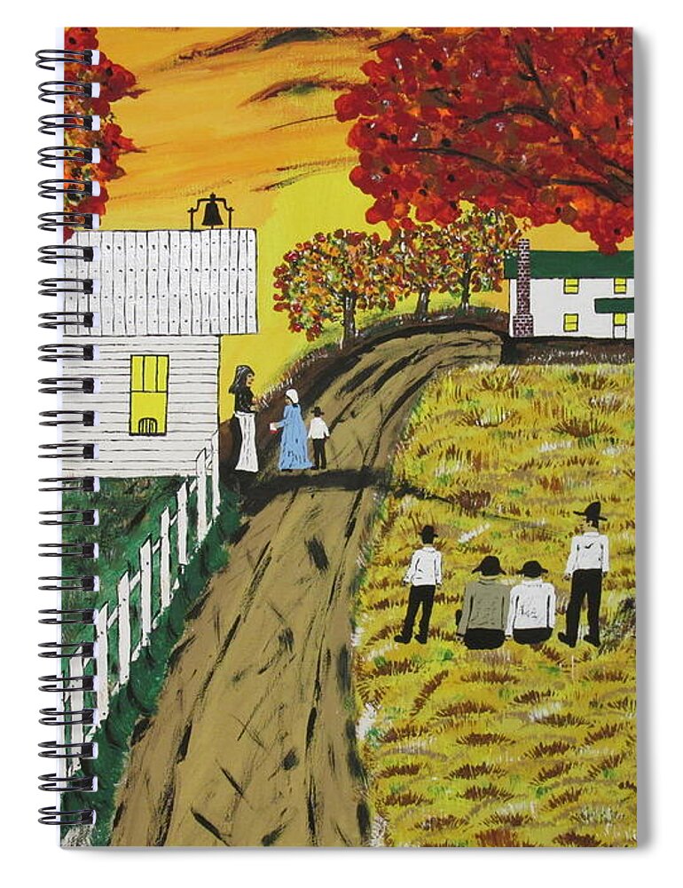 School Spiral Notebook featuring the painting Old Schoolhouse Bell by Jeffrey Koss