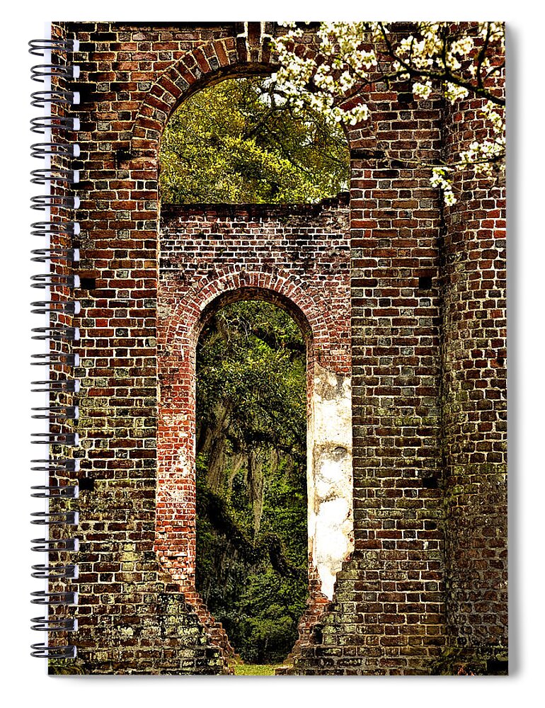 Old Sheldon Church Spiral Notebook featuring the photograph Old Sheldon Church Window by Diana Powell