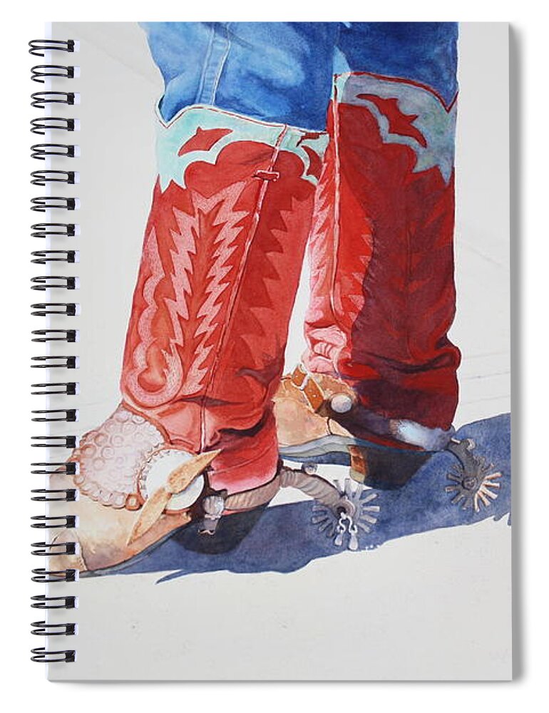 Cowboy Boots Spiral Notebook featuring the painting Old Soles by Brenda Beck Fisher