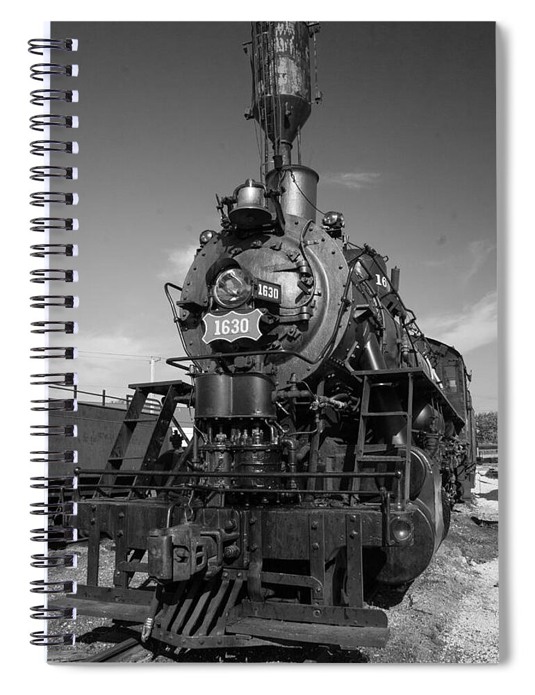 Trains Spiral Notebook featuring the photograph Old Steam Engine Black and White by Robert Storost
