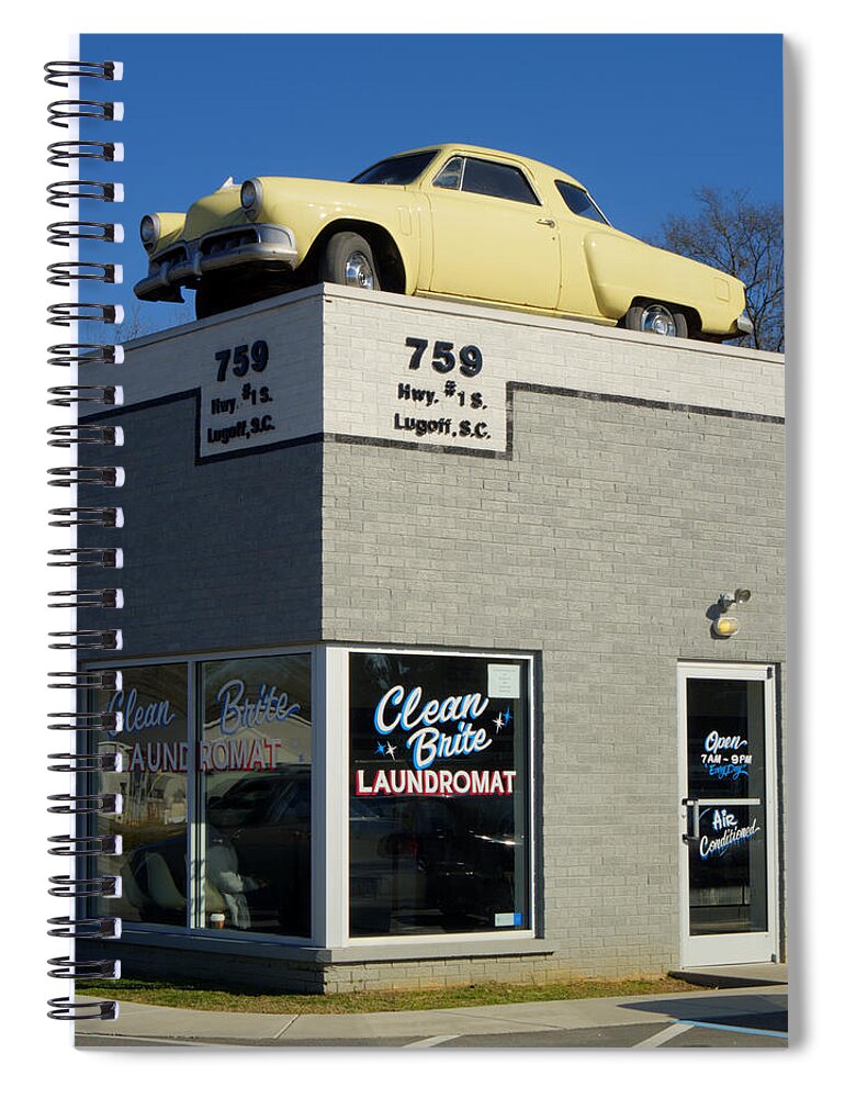 Hdr Spiral Notebook featuring the photograph Old Studebaker Building by Charles Hite