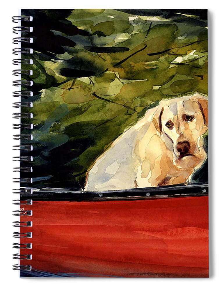 Yellow Labrador Retriever Spiral Notebook featuring the painting Old Town by Molly Poole