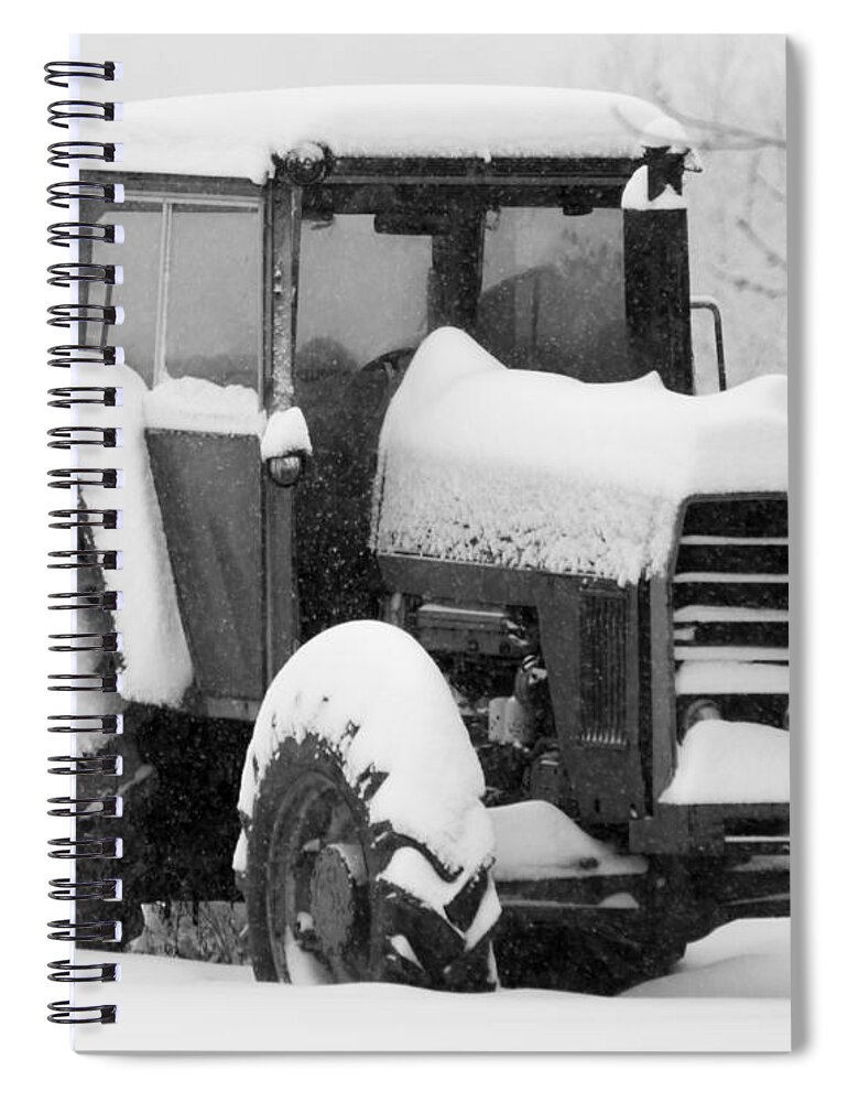 Snow Spiral Notebook featuring the photograph Old Tractor in the Snow by Holden The Moment