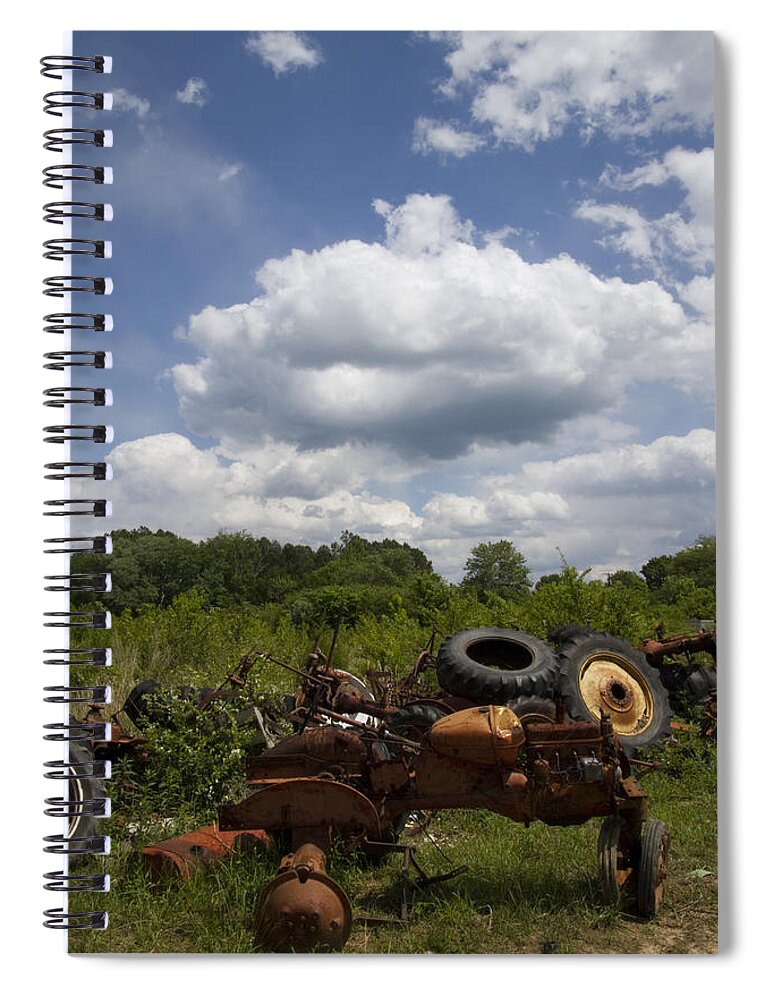 Tractors Spiral Notebook featuring the photograph Old Tractor Junkyard by Kathy Clark