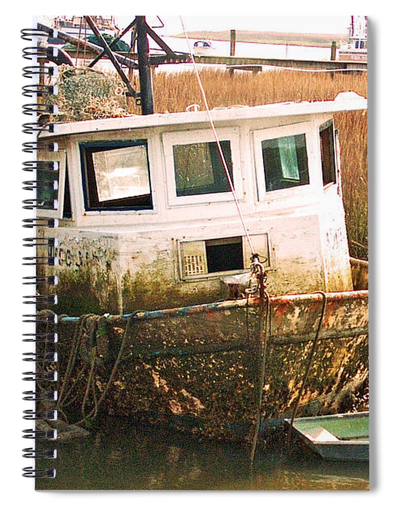 Old Spiral Notebook featuring the painting Old Tugboat by Jan Marvin by Jan Marvin