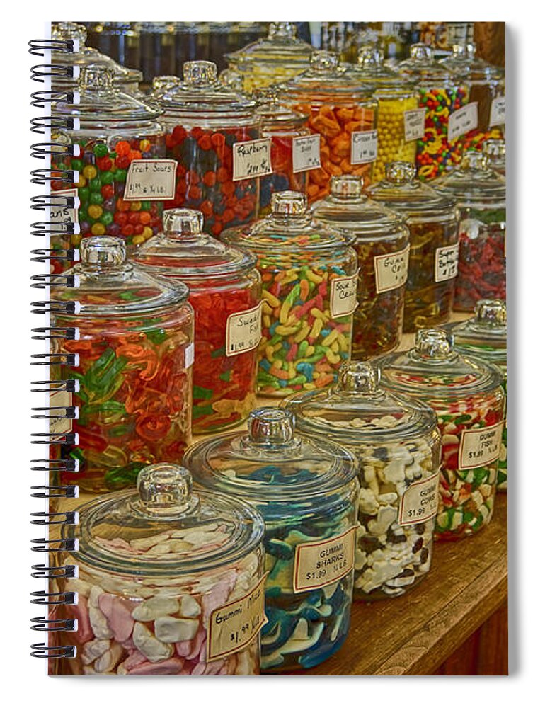 Old Village Mercantile Spiral Notebook featuring the photograph Old Village Mercantile Caledonia MO Candy Jars DSC04014 by Greg Kluempers
