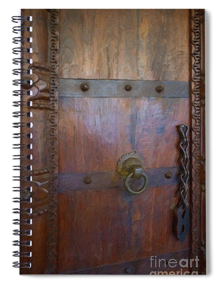 Old Vintage Door With Chain Spiral Notebook featuring the photograph Old Vintage Door With Chain by Liane Wright