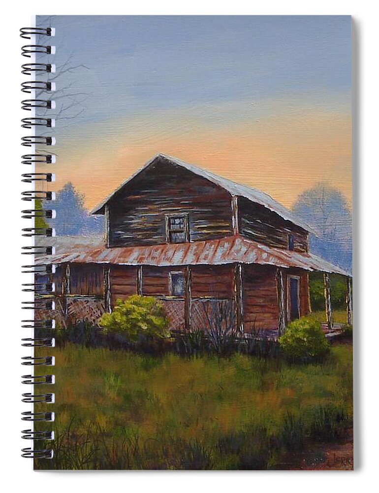 Homes Spiral Notebook featuring the painting Old Walker Homestead by Jerry Walker