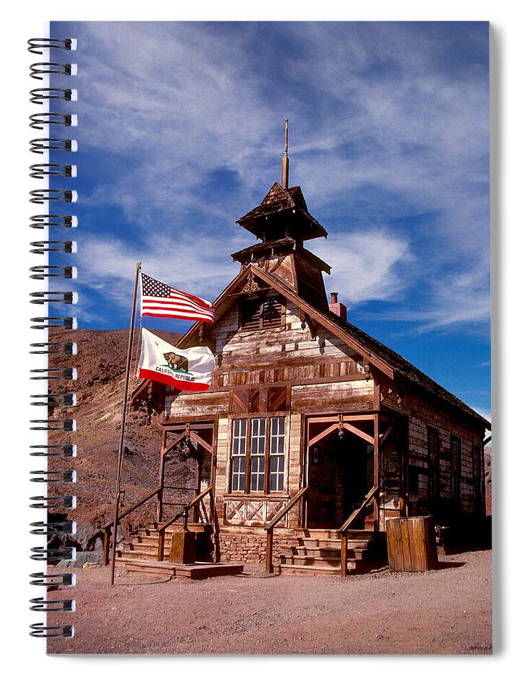 Calico Spiral Notebook featuring the photograph Old West School Days by Paul W Faust - Impressions of Light