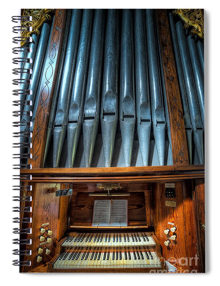 Church Organ Spiral Notebook featuring the photograph Olde Church Organ by Adrian Evans