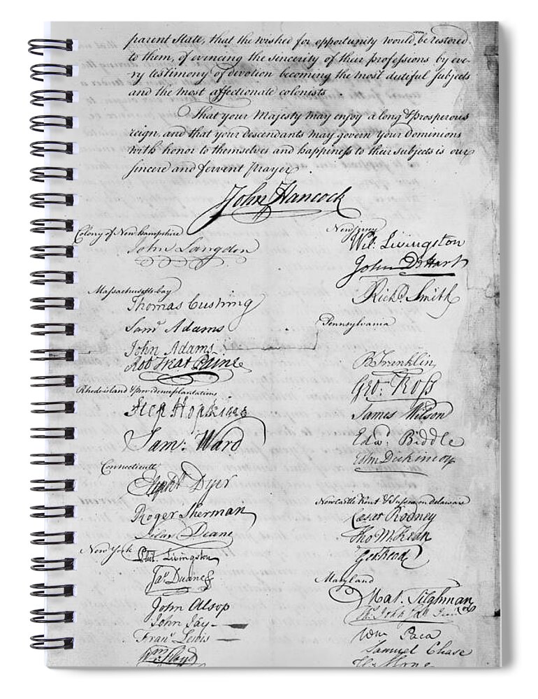 1775 Spiral Notebook featuring the photograph Olive Branch Petition, 1775 by Granger