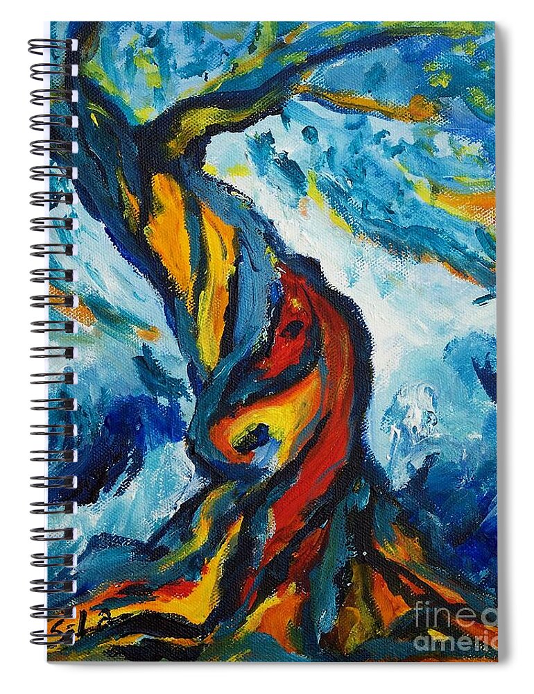 Abstract Acrylic Painting Spiral Notebook featuring the painting Olive In The Seafoam by Lidija Ivanek - SiLa