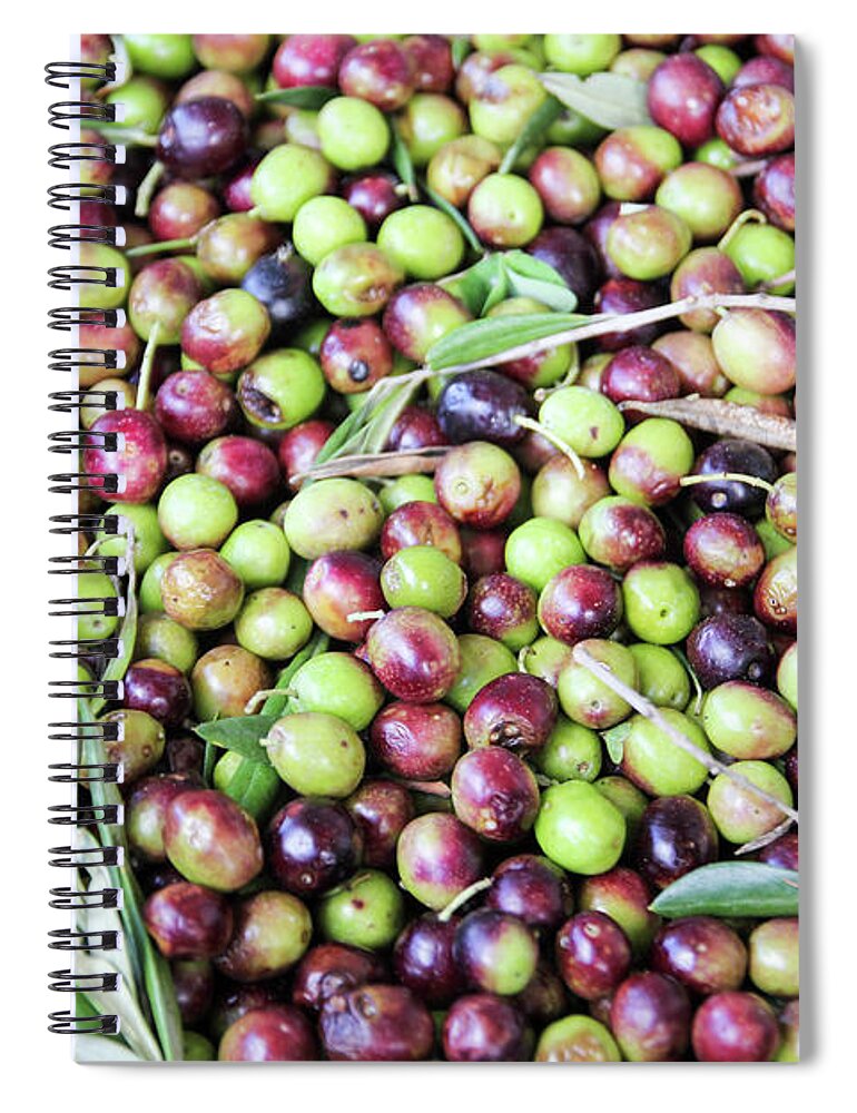 Heap Spiral Notebook featuring the photograph Olives Waiting To Be Milled by Courtney Hopkins