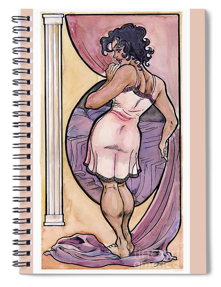 Beautiful Spiral Notebook featuring the drawing Olivia by John Ashton Golden