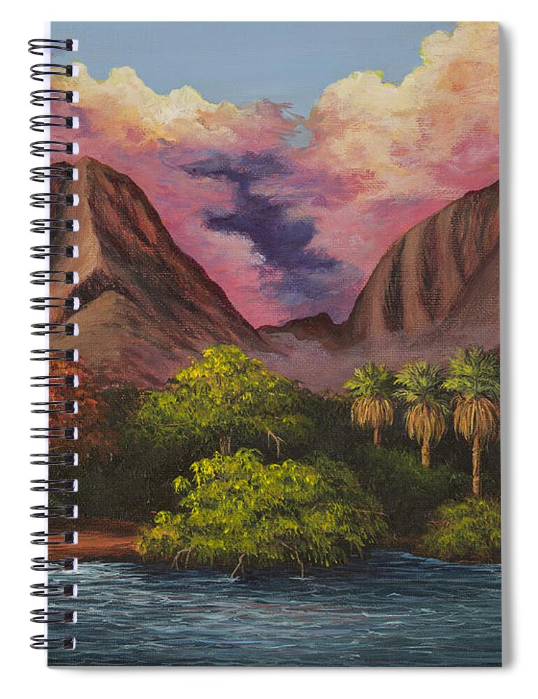Landscape Spiral Notebook featuring the painting Olowalu Valley by Darice Machel McGuire