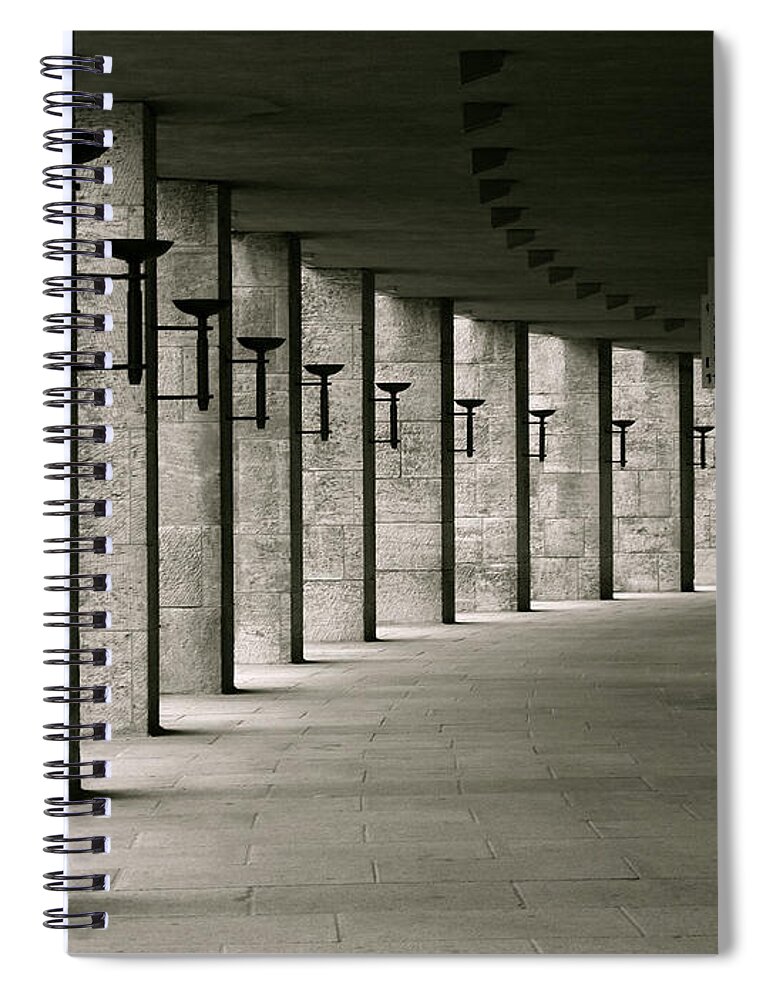 Olympics Spiral Notebook featuring the photograph Olympiastadion Berlin Corridor by Lexi Heft