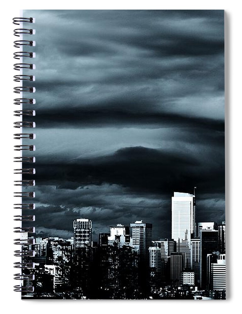 Seattle Spiral Notebook featuring the photograph Ominous Skyline by Benjamin Yeager