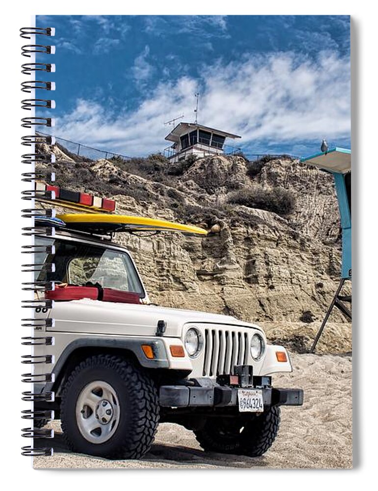 Jeep Spiral Notebook featuring the photograph On Duty by Peggy Hughes