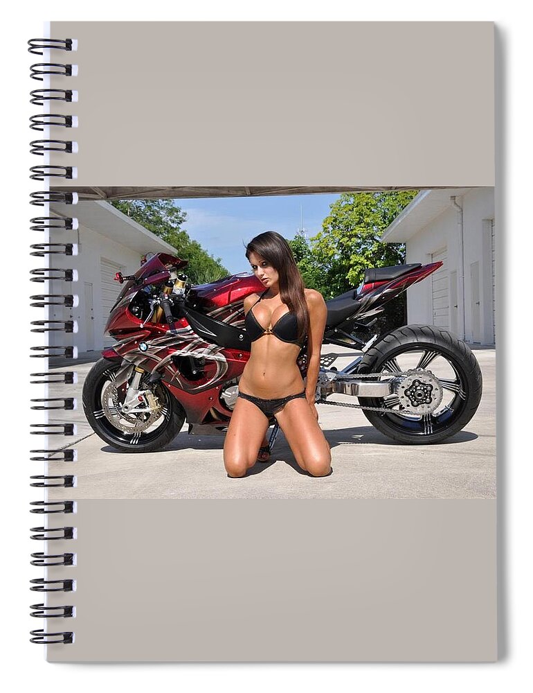 Motorcycle Spiral Notebook featuring the photograph On my knees by Lawrence Christopher