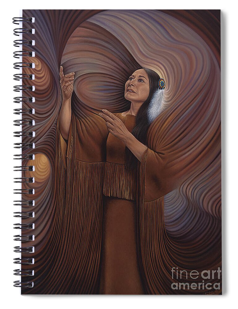 Bonnie-jo-hunt Spiral Notebook featuring the painting On Sacred Ground Series V by Ricardo Chavez-Mendez