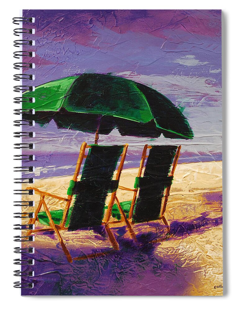 Beach Spiral Notebook featuring the painting On the Beach by Glenn Pollard