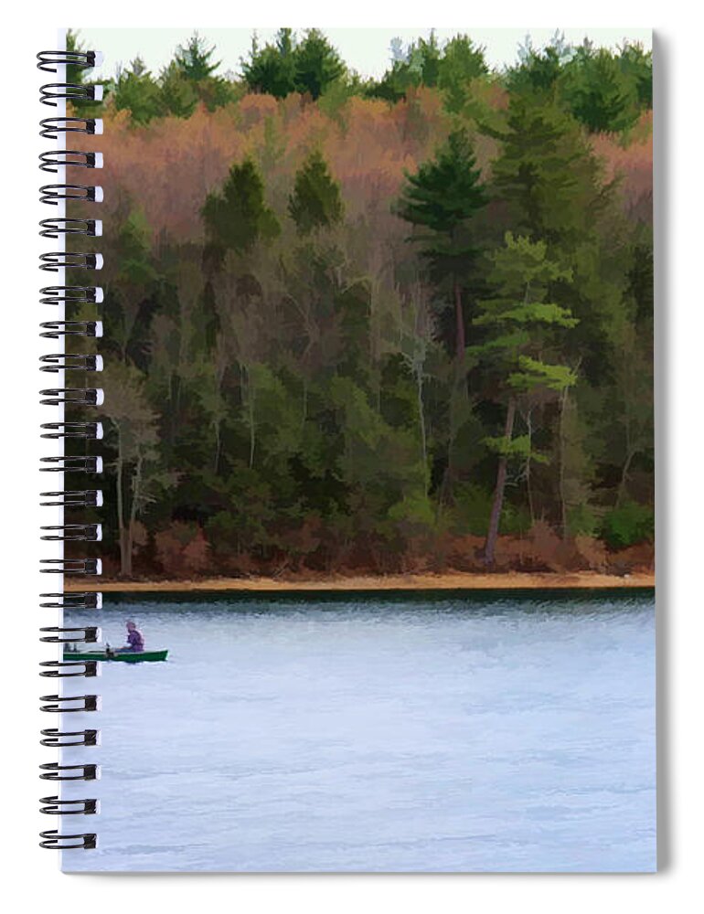 Walden Pond Spiral Notebook featuring the digital art On Walden Pond by Jayne Carney