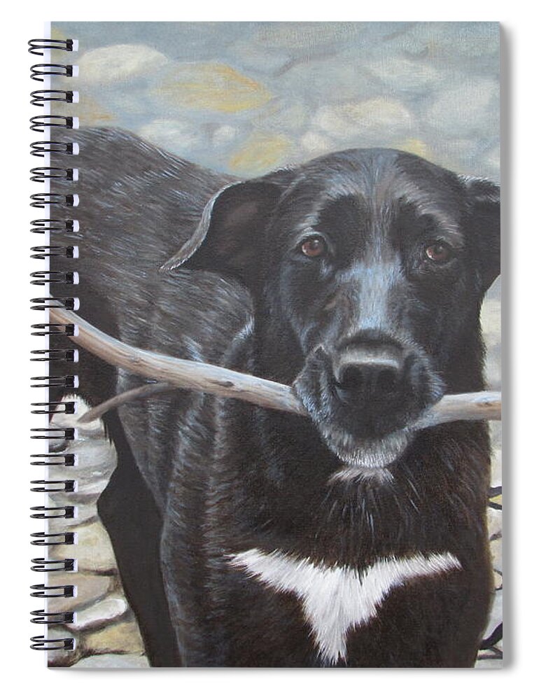 Black Lab Cross Spiral Notebook featuring the painting One More Time by Tammy Taylor