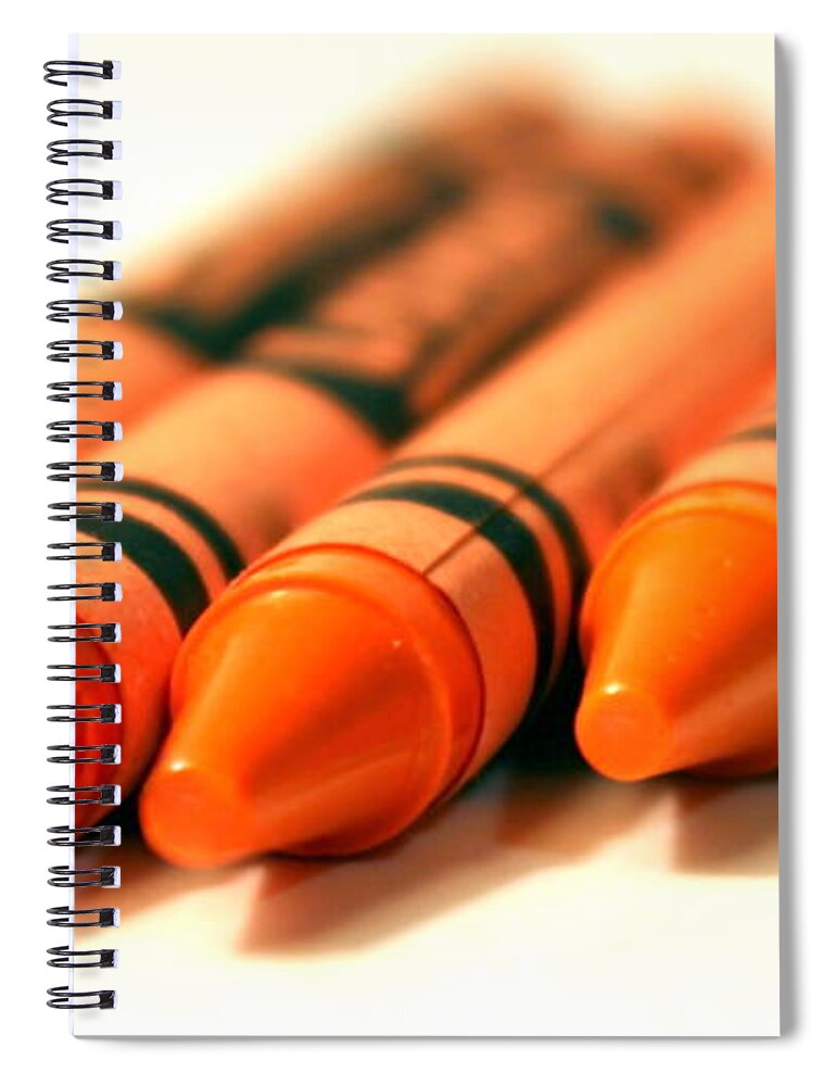 Skompski Spiral Notebook featuring the photograph Orange Crayons by Joseph Skompski