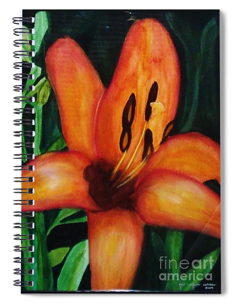  Flower Paintings Spiral Notebook featuring the painting Beautiful Lily Flower by Yael VanGruber