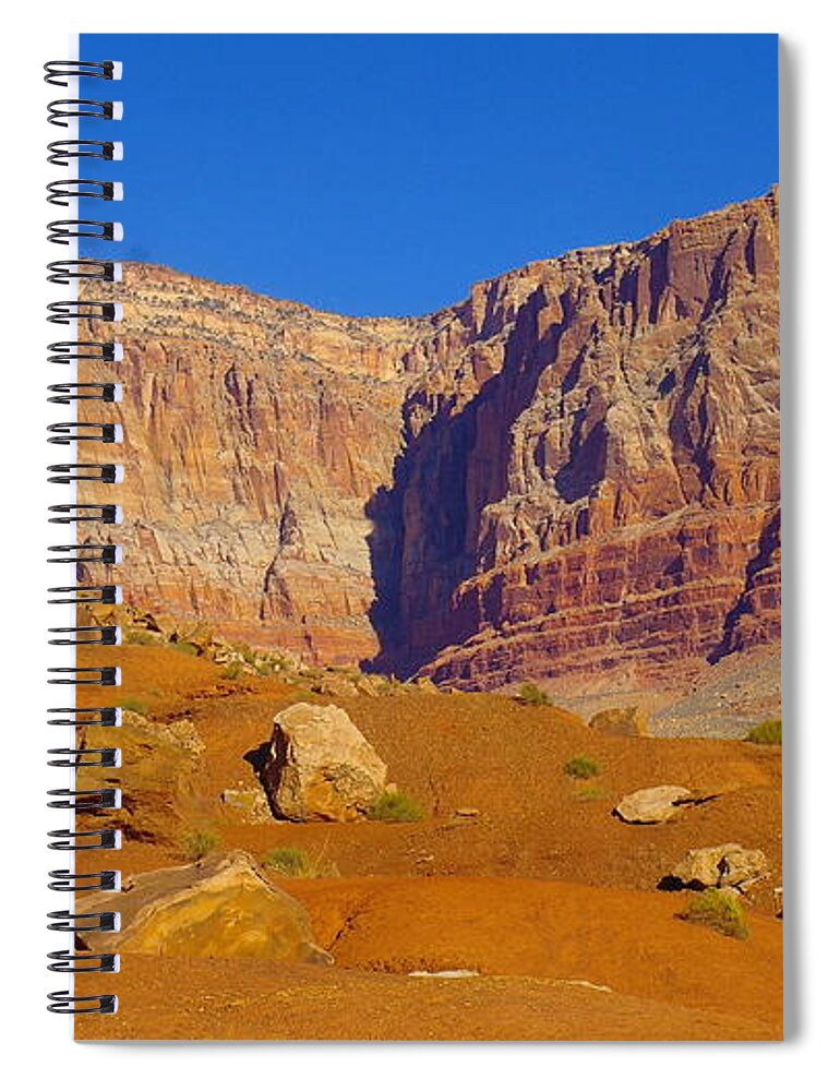 Rocks Spiral Notebook featuring the photograph Orange Rock Before The Cliffs by Jeff Swan