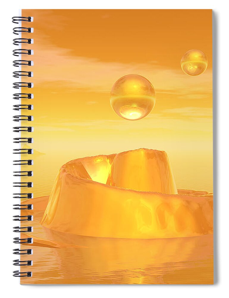 Orange Spiral Notebook featuring the digital art Orange Waters by Phil Perkins