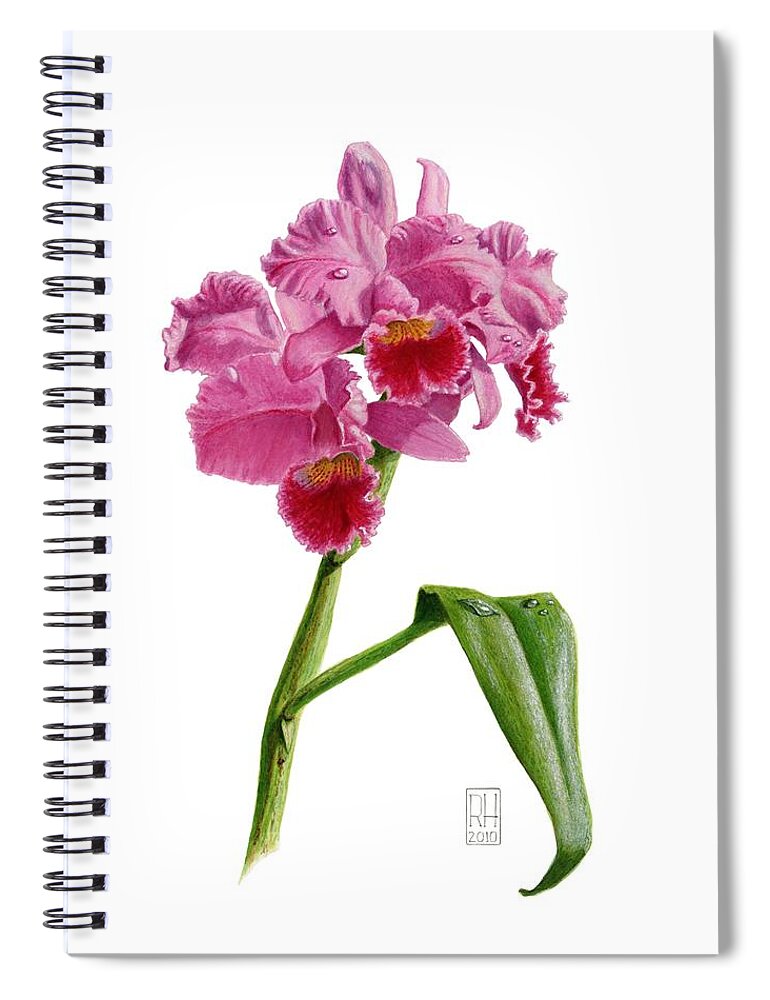 Orchid Spiral Notebook featuring the painting Orchid - Lc. Culminant la tuilerie by Richard Harpum