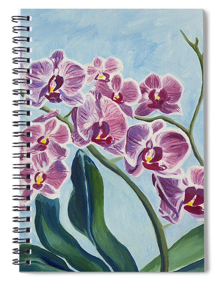 Orchids Spiral Notebook featuring the painting Orchids by Annette M Stevenson