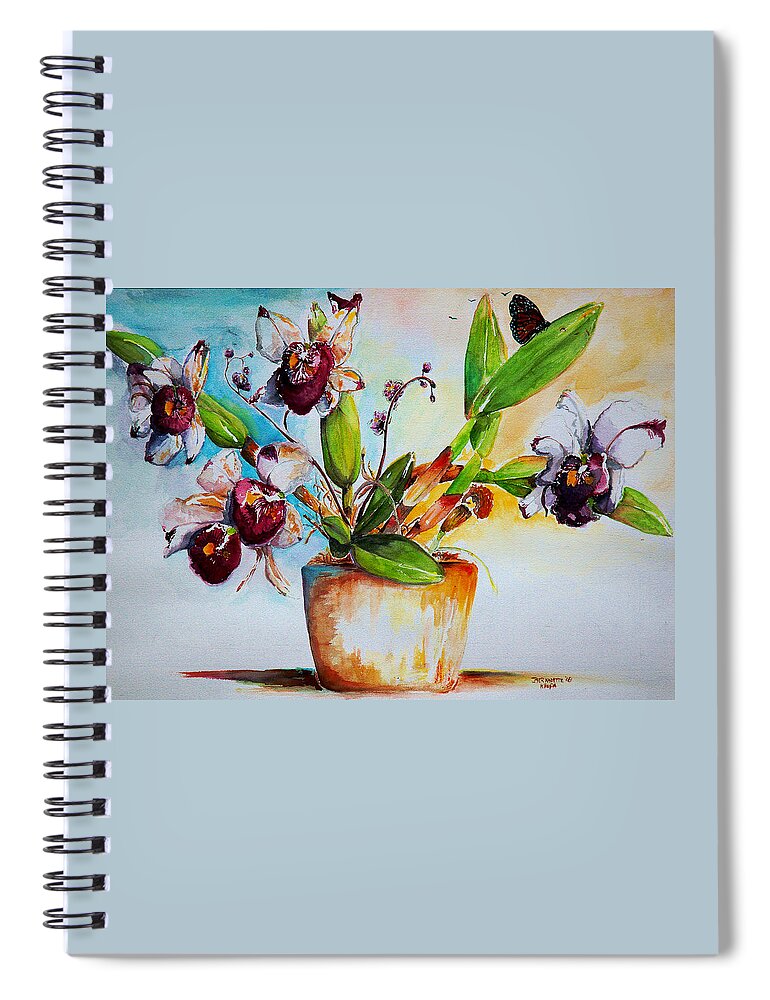 Orchids Spiral Notebook featuring the painting Orchids of the Bay by Bernadette Krupa