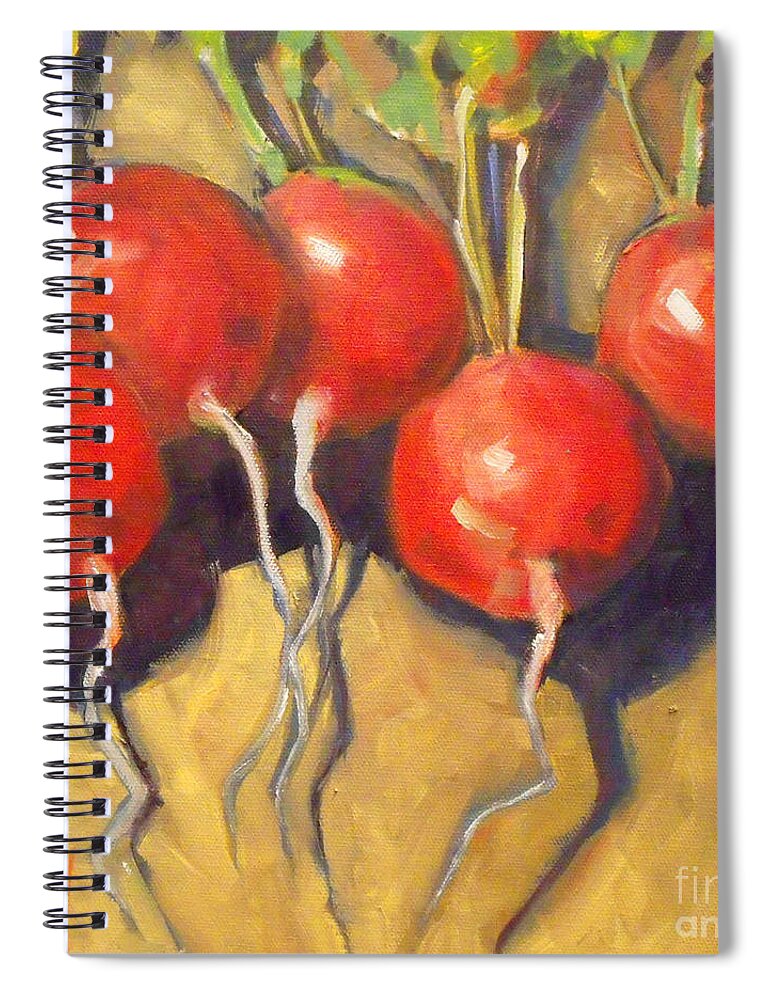 Radish Spiral Notebook featuring the painting Organic Radishes Still Life by Mary Hubley