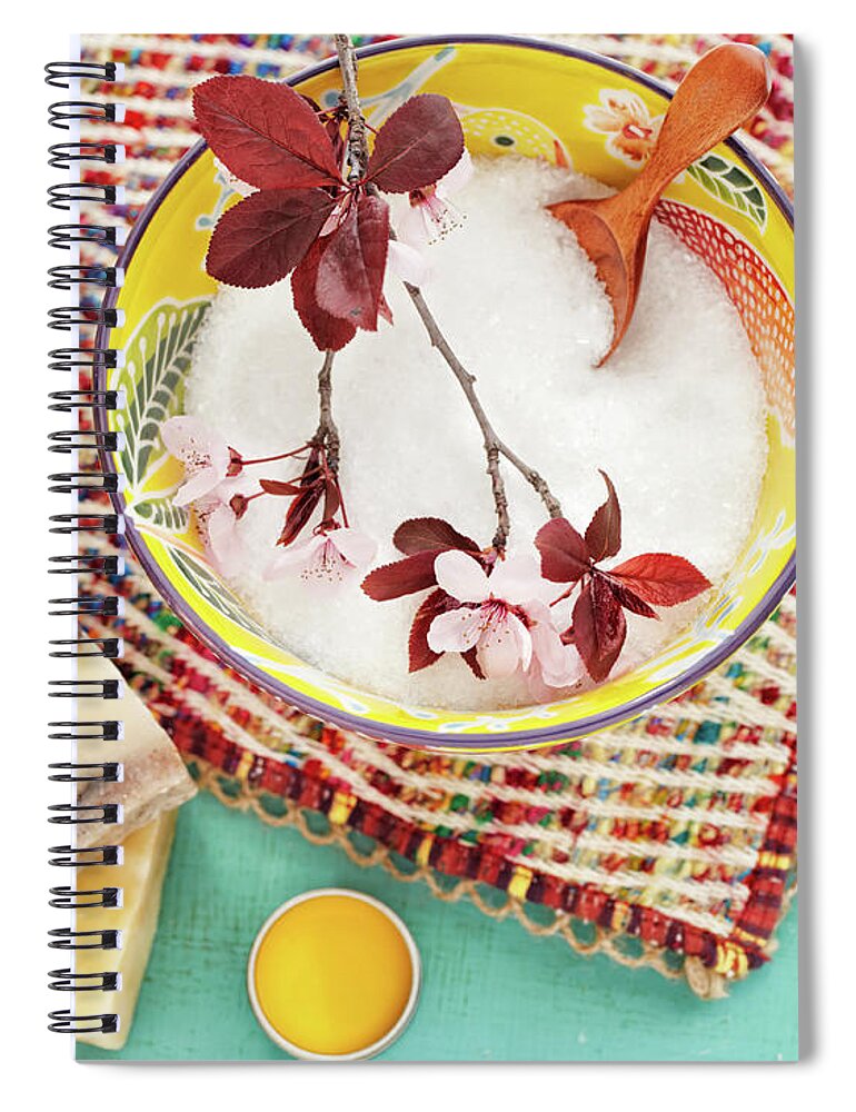 Spoon Spiral Notebook featuring the photograph Organic Soap, Salt Scrub, Massage Oil by Gspictures