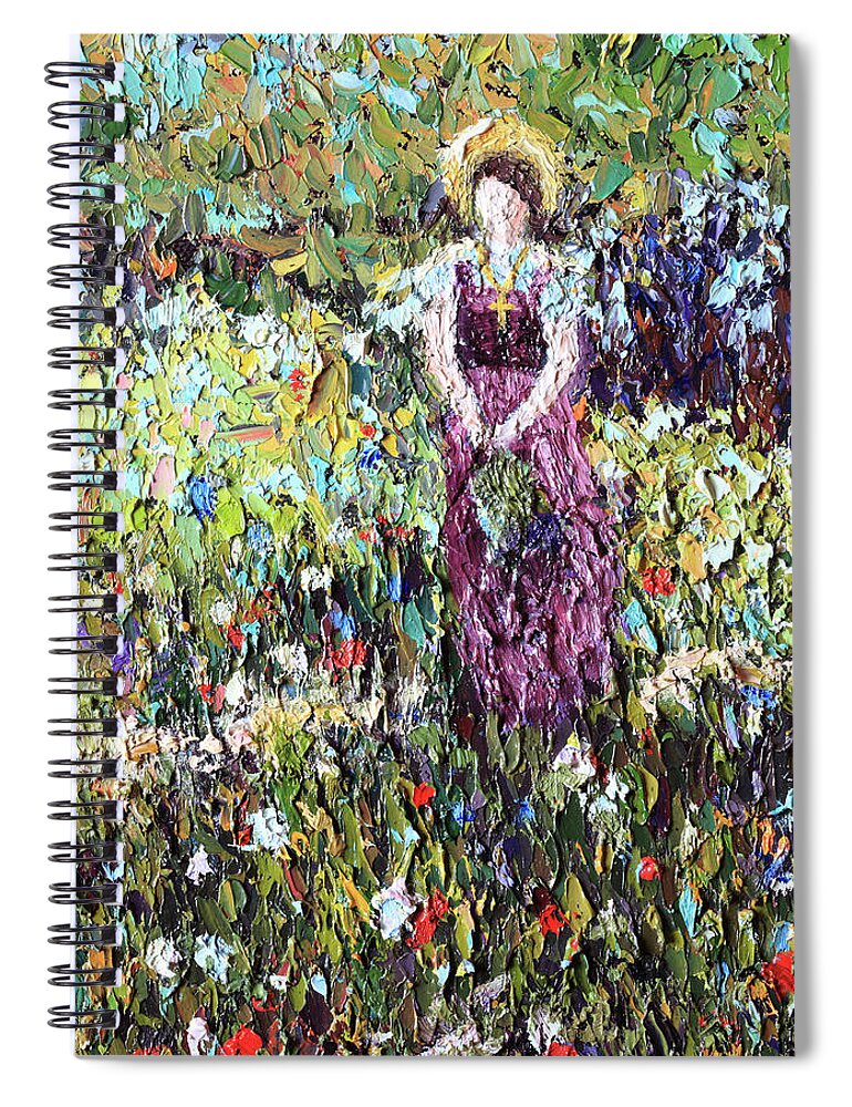 Flowerbed Spiral Notebook featuring the digital art Original Impressionist Art Woman In by Cstar55