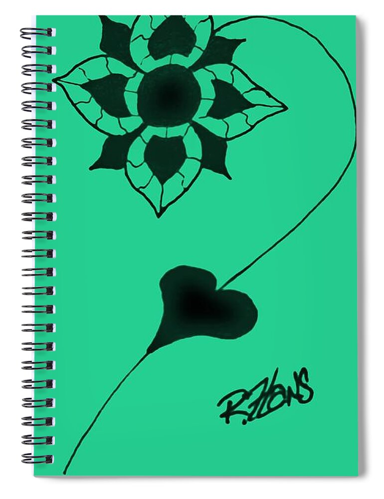 Flower Paintings Spiral Notebook featuring the photograph Original Ink Flower Sea Foam Green by Rob Hans