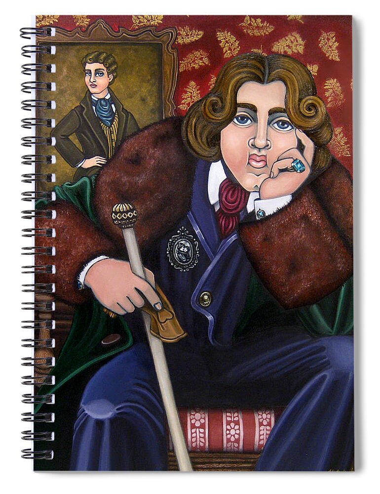 Hispanic Art Spiral Notebook featuring the painting Oscar Wilde and the Picture of Dorian Gray by Victoria De Almeida